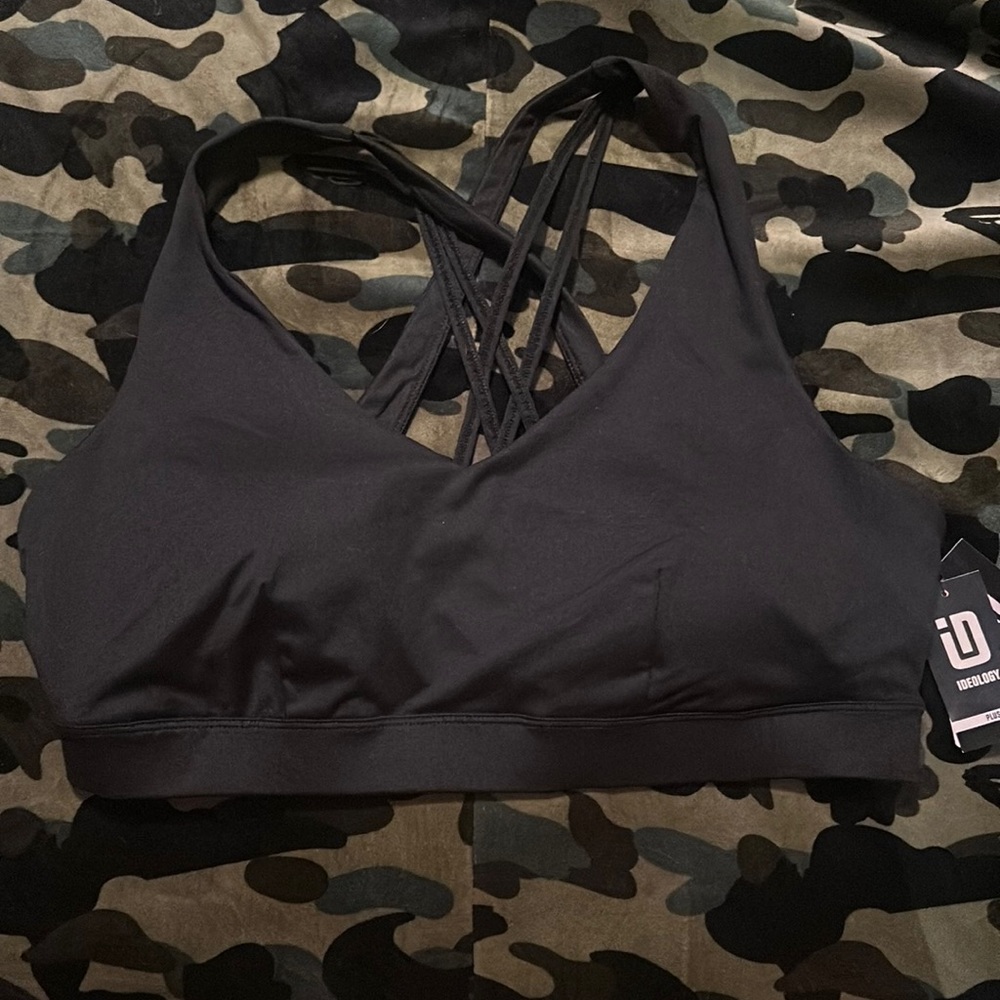 IDEOLOGY PERFORMANCE PLUS SIZE LOW IMPACT SPORTS BRA: BLACK: NWT: 2X